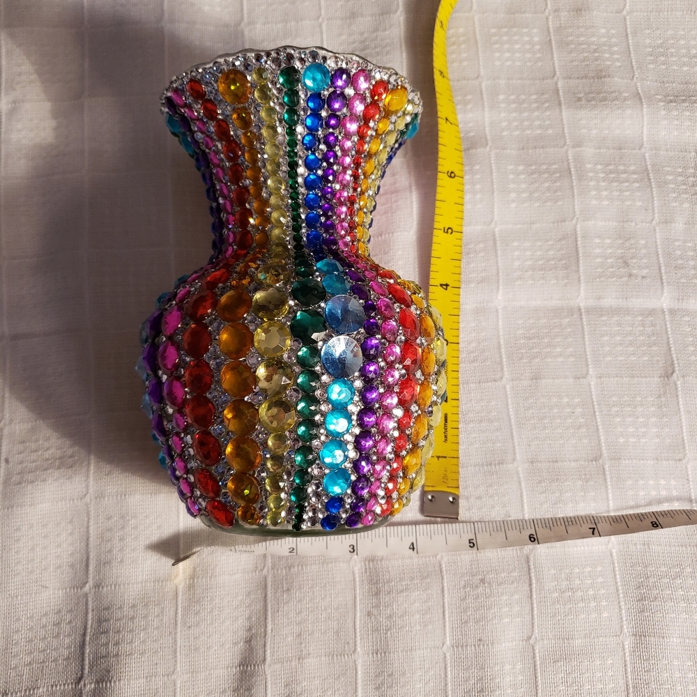 Rainbow rhinestone vase - Picture 7 of 8